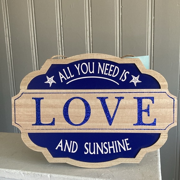 NWT All You Need is LOVE And Sunshine- Nautical Wooden Medallion Decor Sign - Picture 10 of 17